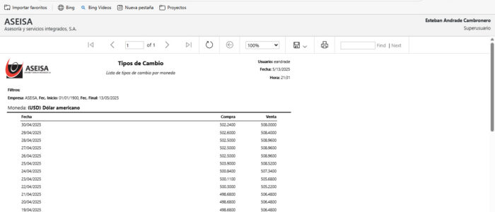 Reportes ajustados para impresión que pueden ser exportados a PDF, Excel y Word.